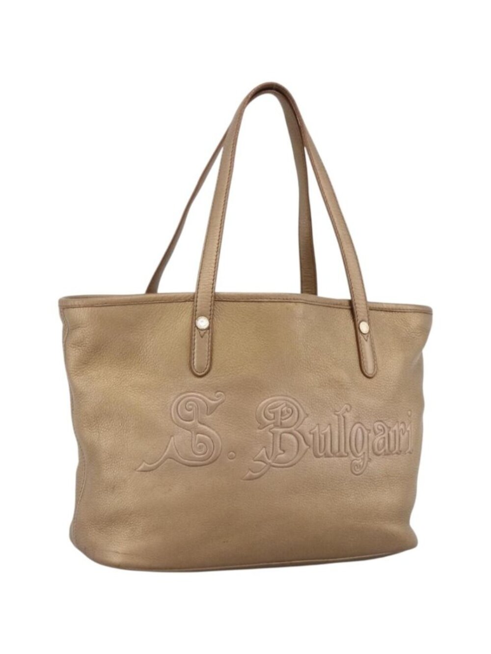 BVLGARI Tote Bag Leather Gold Tone